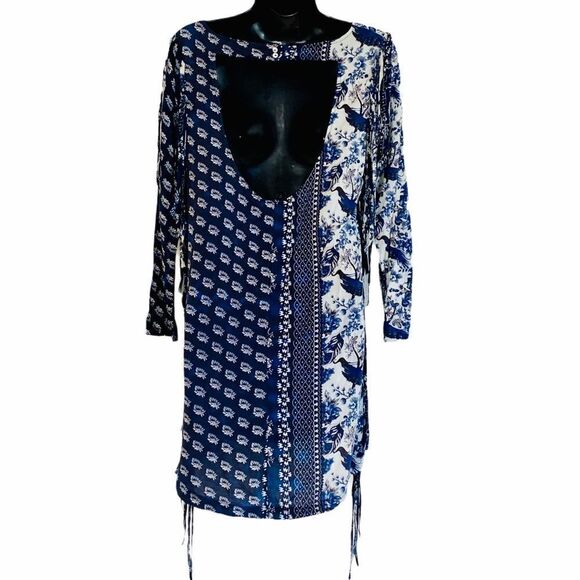 Anthropologie Sea Gypsies Roxanna Peacock Fringe Mini Dress Sz S - Picture 4 of 13